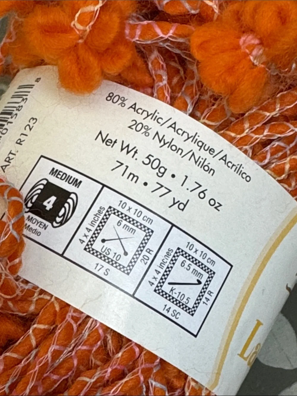 MODA·DEA Lazy Daisy Orange Novelty Yarn